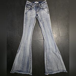 High-Rise Light Blue Flare Jeans — Wide Leg Denim